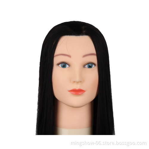 cheapest long black silkly staight wave mannuquine head  premium teaching head synthetic hair wigs hair